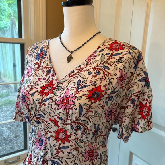 BACK 2 SCHOOL SALE! LOFT white floral midi dress 12 petite - Picture 1 of 6